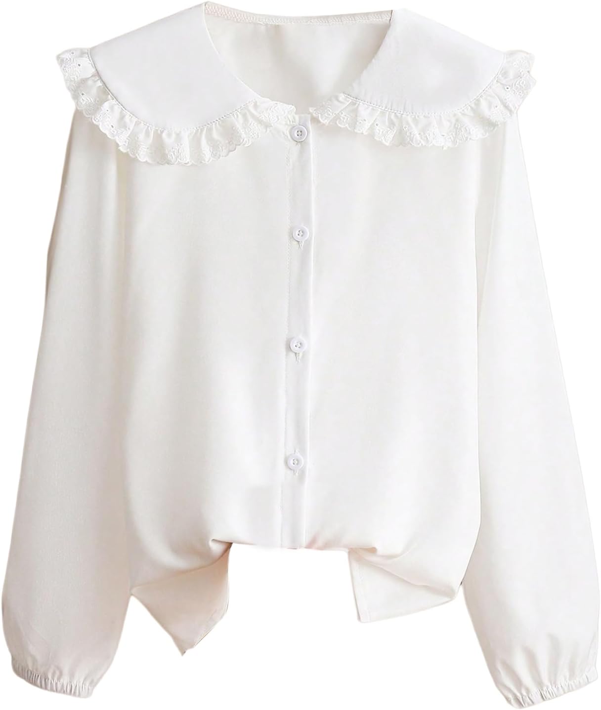 GORGLITTER Girl's Large Doll Collar Shirt Blouse Dressy Casual Long Sleeve Ruffle Button Up Shirt Tops Trendy 2025