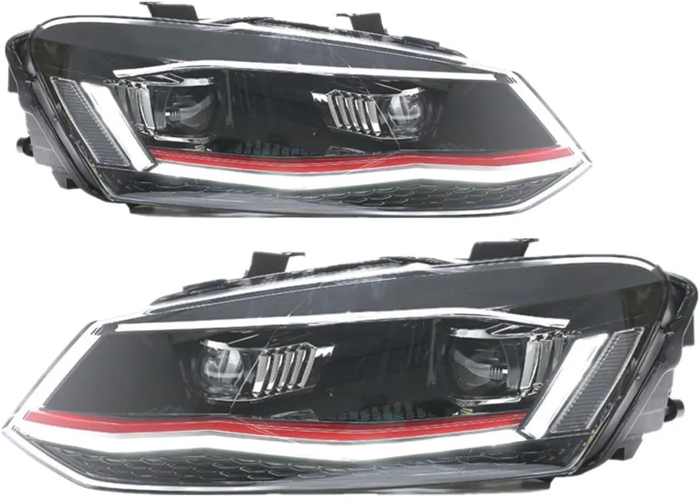 VW Polo ヘッドライト 2011-2018 対応 アクセサリー アップグレード DRL ターンシグナル ハイロービーム ライト