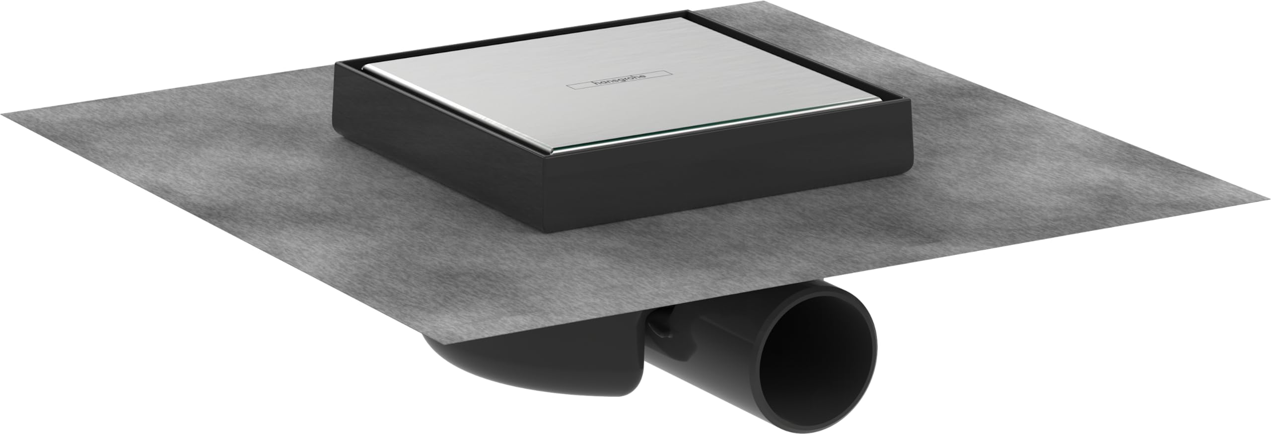 hansgrohe RainDrain Spot - kompletny odpływ punktowy, kwadratowy odpływ prysznicowy 15 x 15 cm, odpływem prysznicowym, ruszt ozdobny/do wyłożenia płytkami, stal szlachetna szczotkowana
