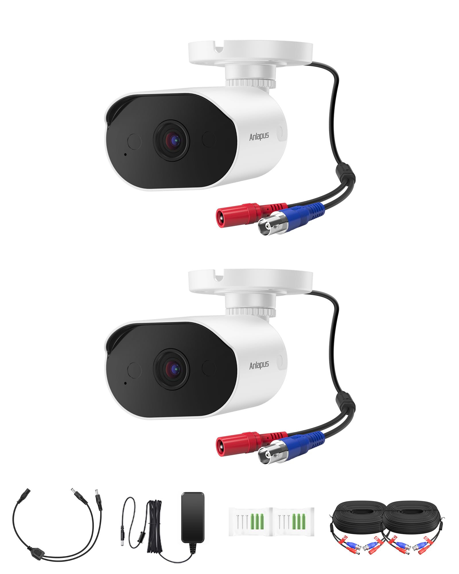 Anlapus 2 Pack 1080P HD-TVI Security Cameras with Audio, Night Vision, IP66 Weatherproof, 2MP Outdoor Indoor Home Surveillance CCTV Bullet Camera for Anlapus 1080P, 2MP, 5MP, 4K Analog DVR System-image-14