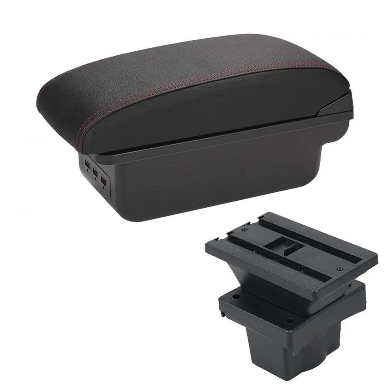 NOHEEU Car Armrest Storage Box Accessories Retrofit Interior Parts For Octavia For Yeti Mk2 2009-On 2005-2012(B1 Black red 3USB)