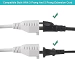 [2PACK] White Flat Plug Short Power Extension Cord - 8inch Low Profile Flat Plug 3 Prong Grounded Indoor Extension Cord, Rated for 13AMP,16AWG Heavy Duty Electrical Extension Cord with Flat Head