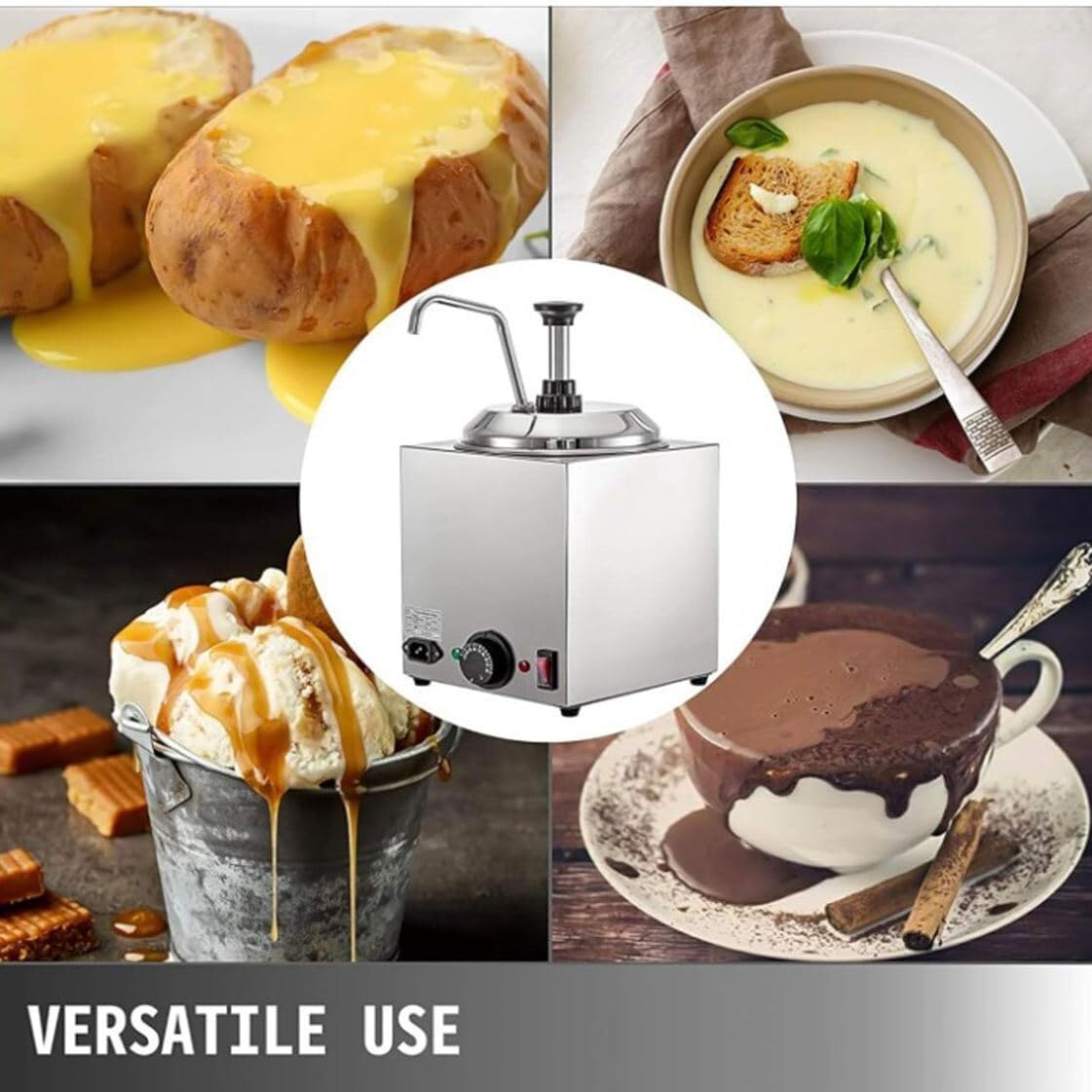 Dispensador de Salsa de Chocolate Caliente, dispensador de Queso, máquina de Calentamiento de 2,5 L, con Bomba de Calentamiento de Acero Inoxidable