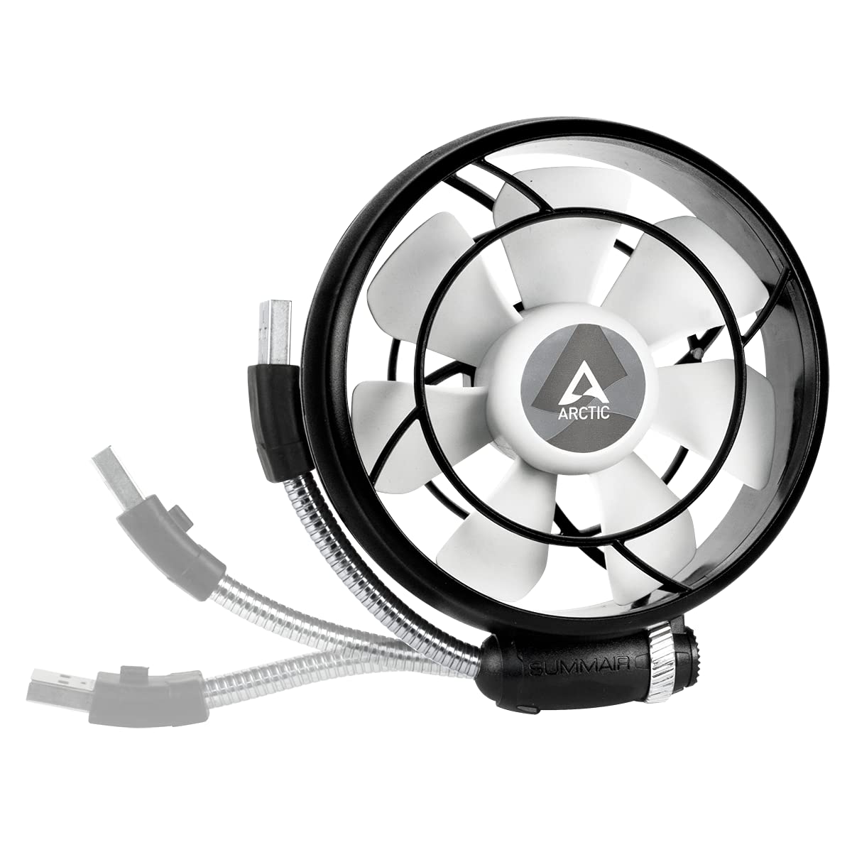 ARCTIC Summair Light – mobilny wentylator USB na biurko, wentylator stołowy/wentylator stojący, niski poziom hałasu, 900 – 2100 obr./min, kolor czarny