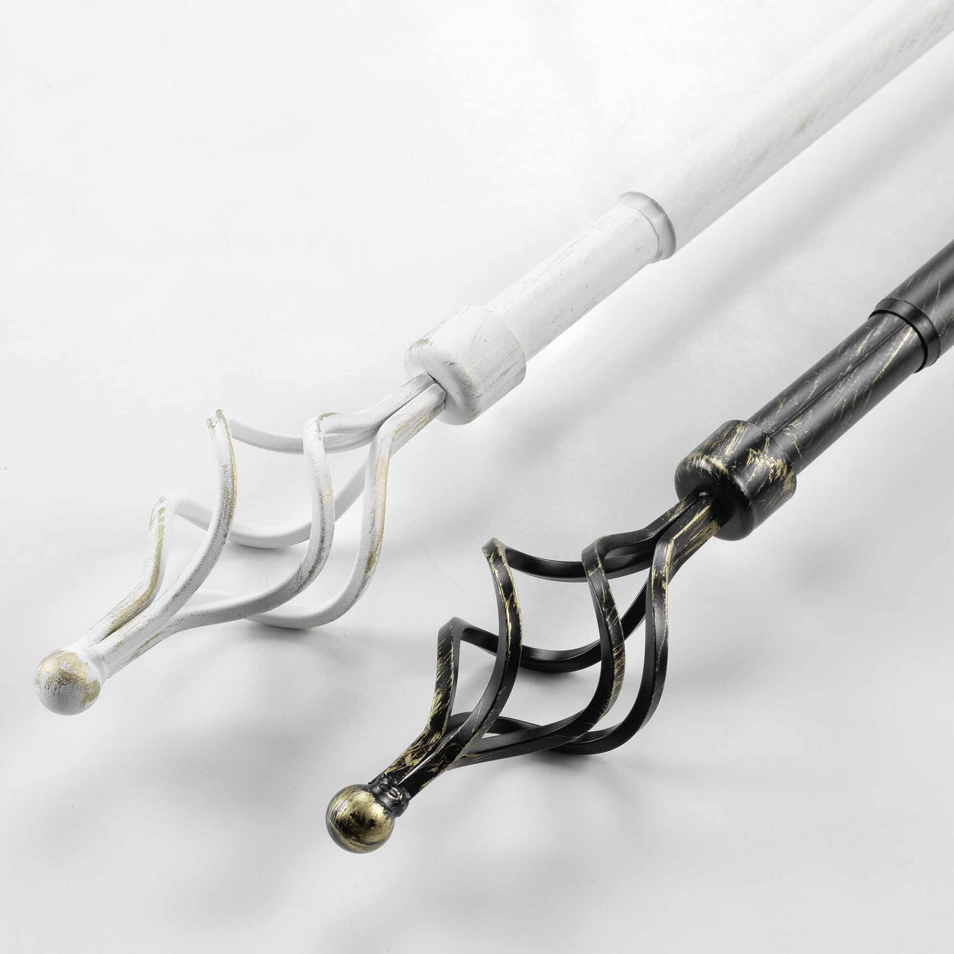 Douceur d'Intérieur, Tringe Extensible en Kit Complet (210 < 380 cm) Twisty Blanc/Or, Patiné