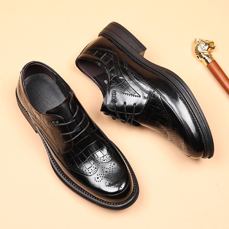 Men's Leather Platform Lace Up Dress Oxford Shoes Daily Non-Slip Soft Sole Casual Shoes for Work Office Formal Wedding2