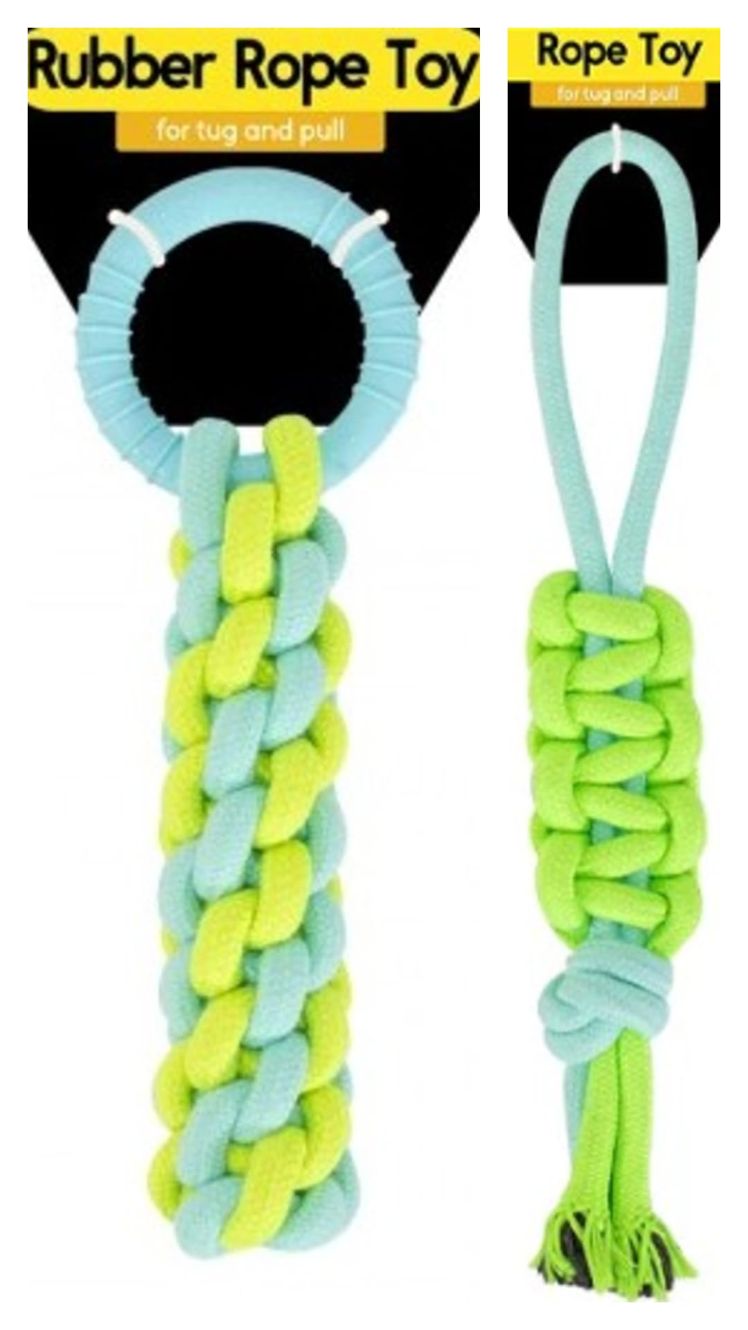 Dog Braided Rope Set of 2 Rope Toys, In 3 Colourful Colours, Braided Chew and Tug Ropes, Dental Health, Durable Braided Ropes
