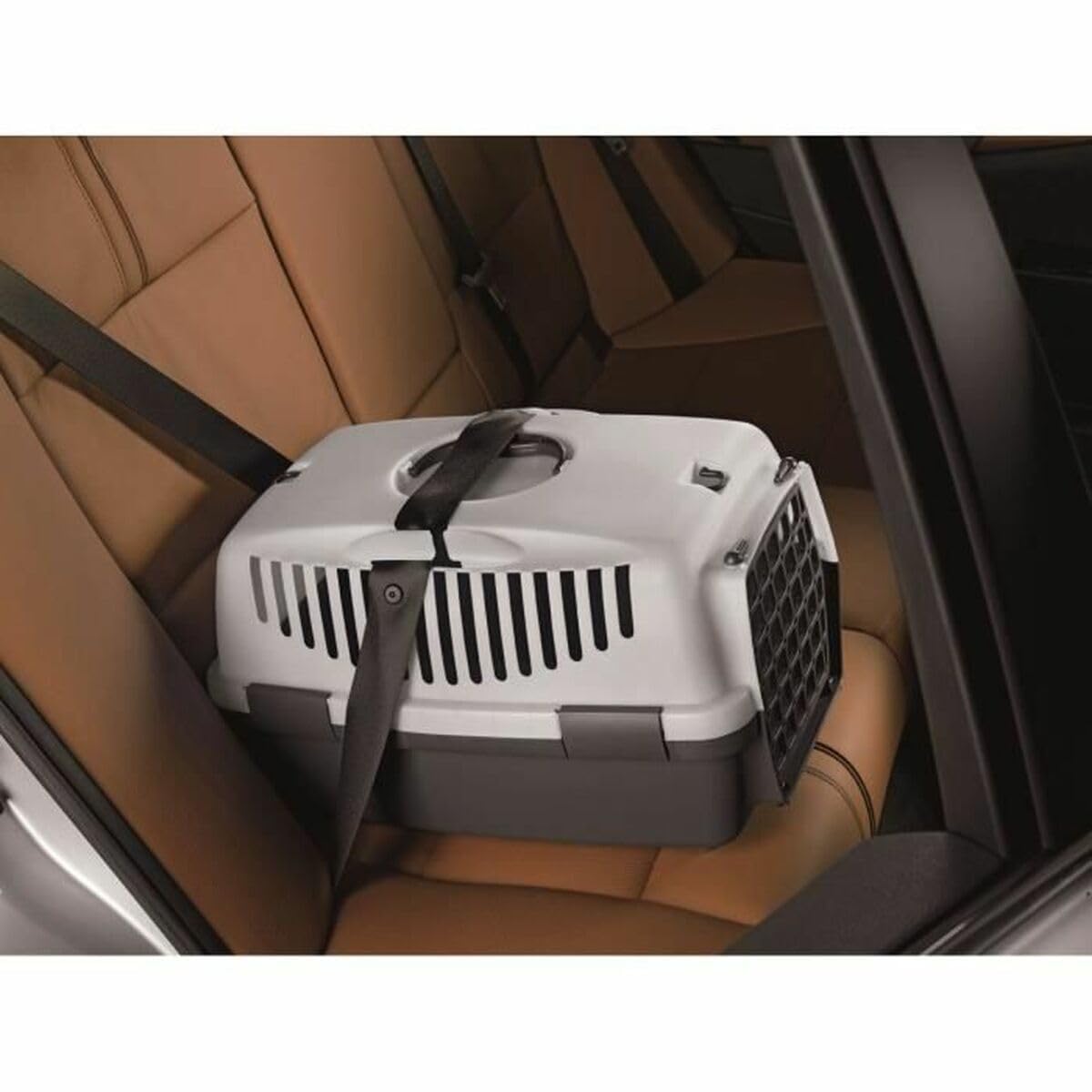 Stefanplast Transportbox Gulliver, Tierbox, Transportkiste, hellgrau, dunkelgrau, 61x40x38cm, Kunststoff, Katzen, Hunde, mit Belüftungsschlitze
