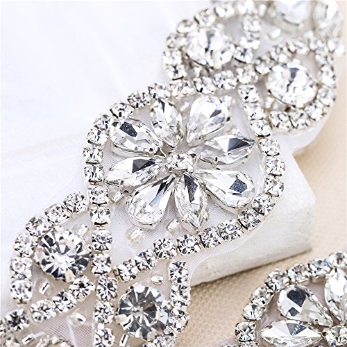 2Pieces Crystal Applique Small Size With Silver Rhinestones For Wedding Dress Decoration Or Headpieces Garters #TOP1