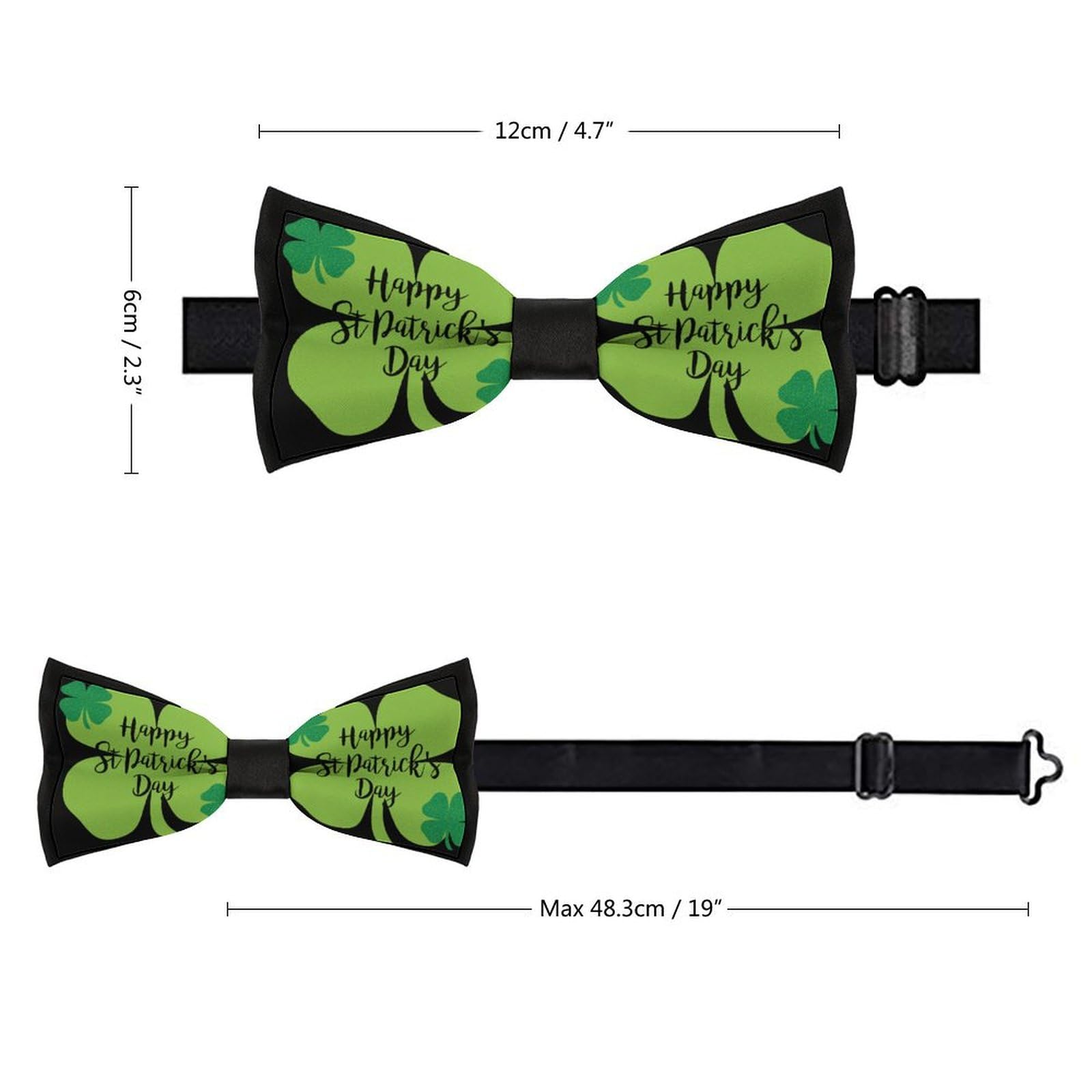 GoasNei Happy St. Patrick's Day Bow Tie for Men Adjustable Necktie Funny Tie Neck Ties for Weddings Party