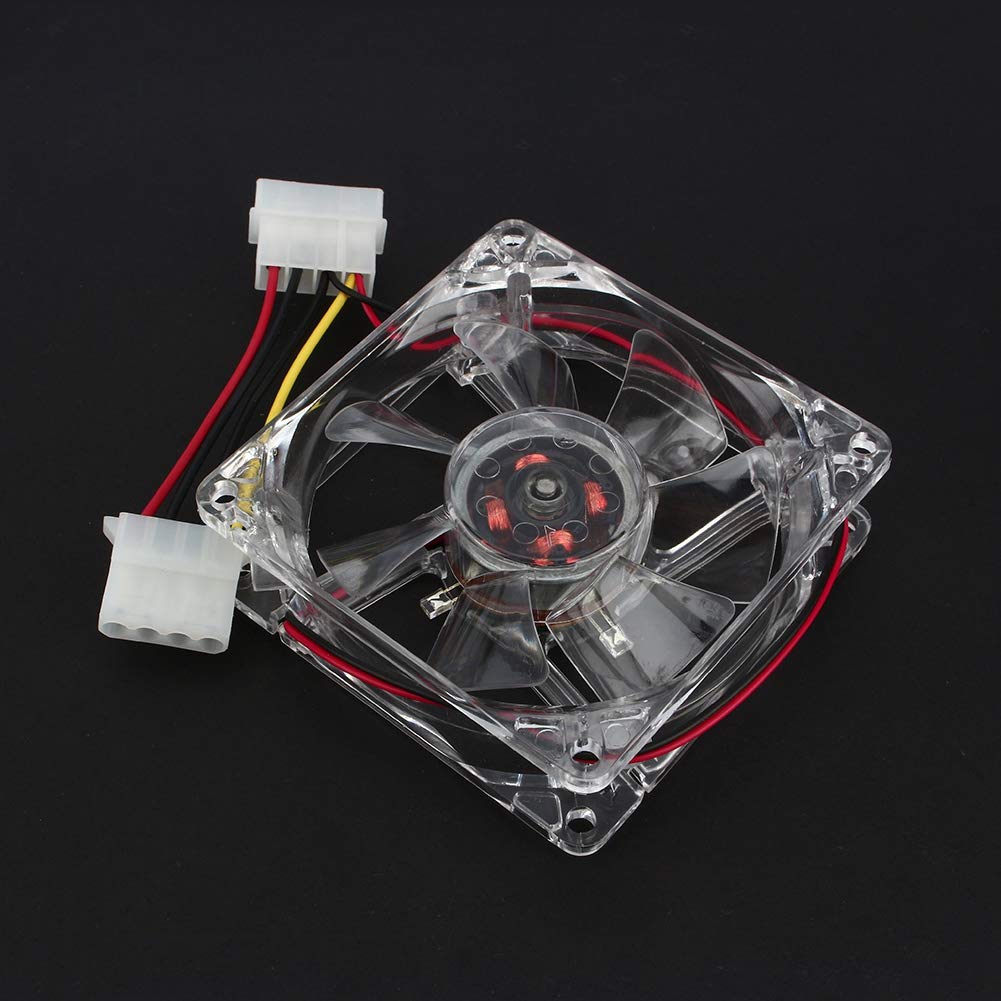 Ausla 80mm Blue LED PC Fan, 4 Pin 12V DC Computer Cooling Fan with Sleeve Bearing, for Quiet Operation and PC Building