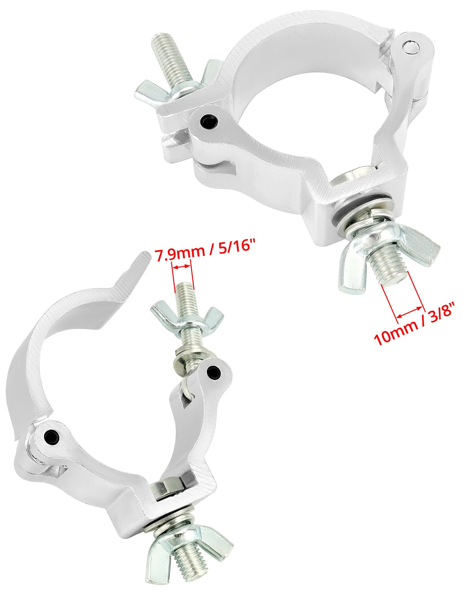 QWORK® 8 Abrazaderas para Iluminación de Escenario, 48-51 mm, Carga Nominal hasta 100 kg, Soporte para Truss de Aleación de Aluminio