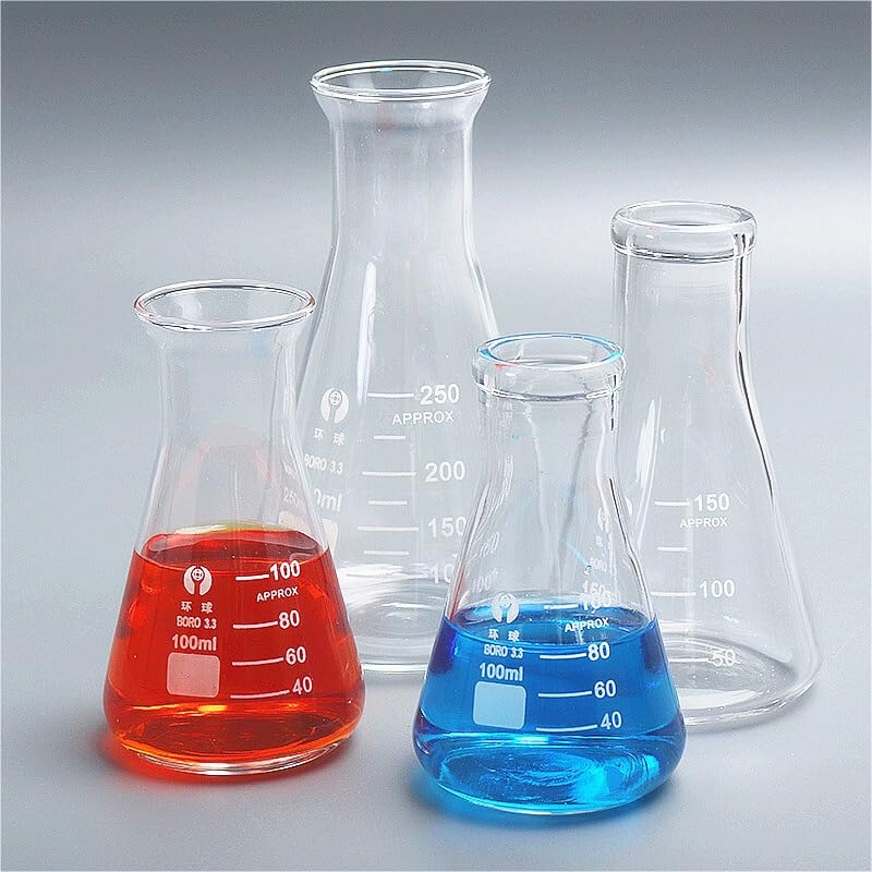 2er Set Erlenmeyerkolben aus Borosilikatglas Graduierte Konische Messkolben Weithals Labor Glasware 50–5000ml(Straight mouth 5000ml)