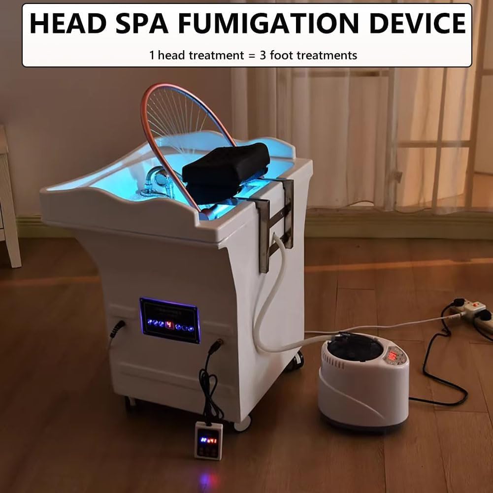 Lavacabezas portátil con circulación termostática y Temperatura Ajustable para Salones de peluquería y SPA capilar