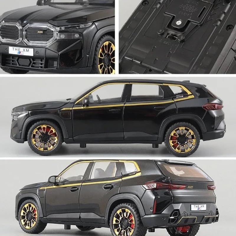 Image of 1:24 BMW XM Model Car Alloy Diecast Pull Back Toy with Lights & Music Openable Doors Metal Sports Car for Kids & Collectors Realistic Design Gift for Boys & Girls (Black)