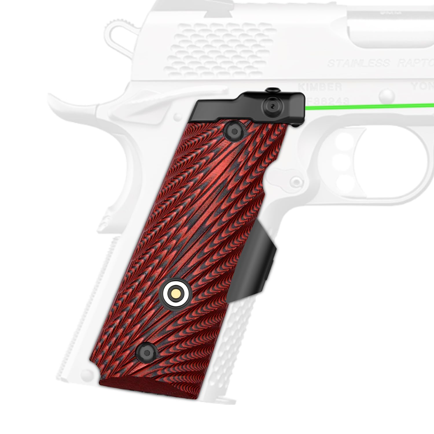 DARKFANG Compact/Full Size 1911 Laser Grip with Ambi Safety Cut, G10 1911 Laser Sight No Rail with Rechargeable Battery