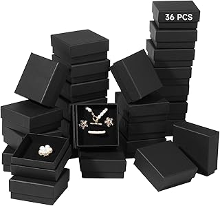 Lnrueg クラフトジュエリーボックス 36個 スクエア ブラック ダンボール ジュエリー ボックス, Kraft Jewelry Boxes 01