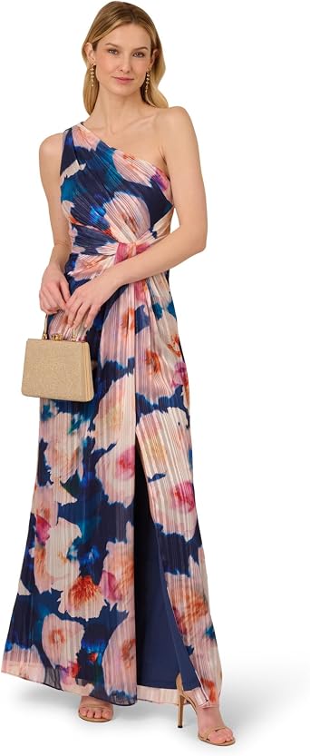 Adrianna Papell One Shoulder Chiffon Gown
