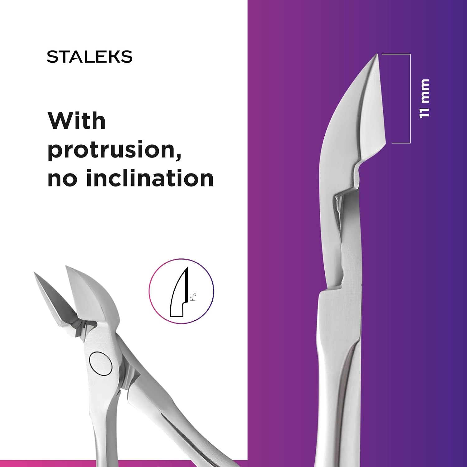 Staleks Expert 11 Cuticle Nippers 11 mm – Elongated Ergonomic Handles – Straight Blades with Protrusion for Efficient Trimming