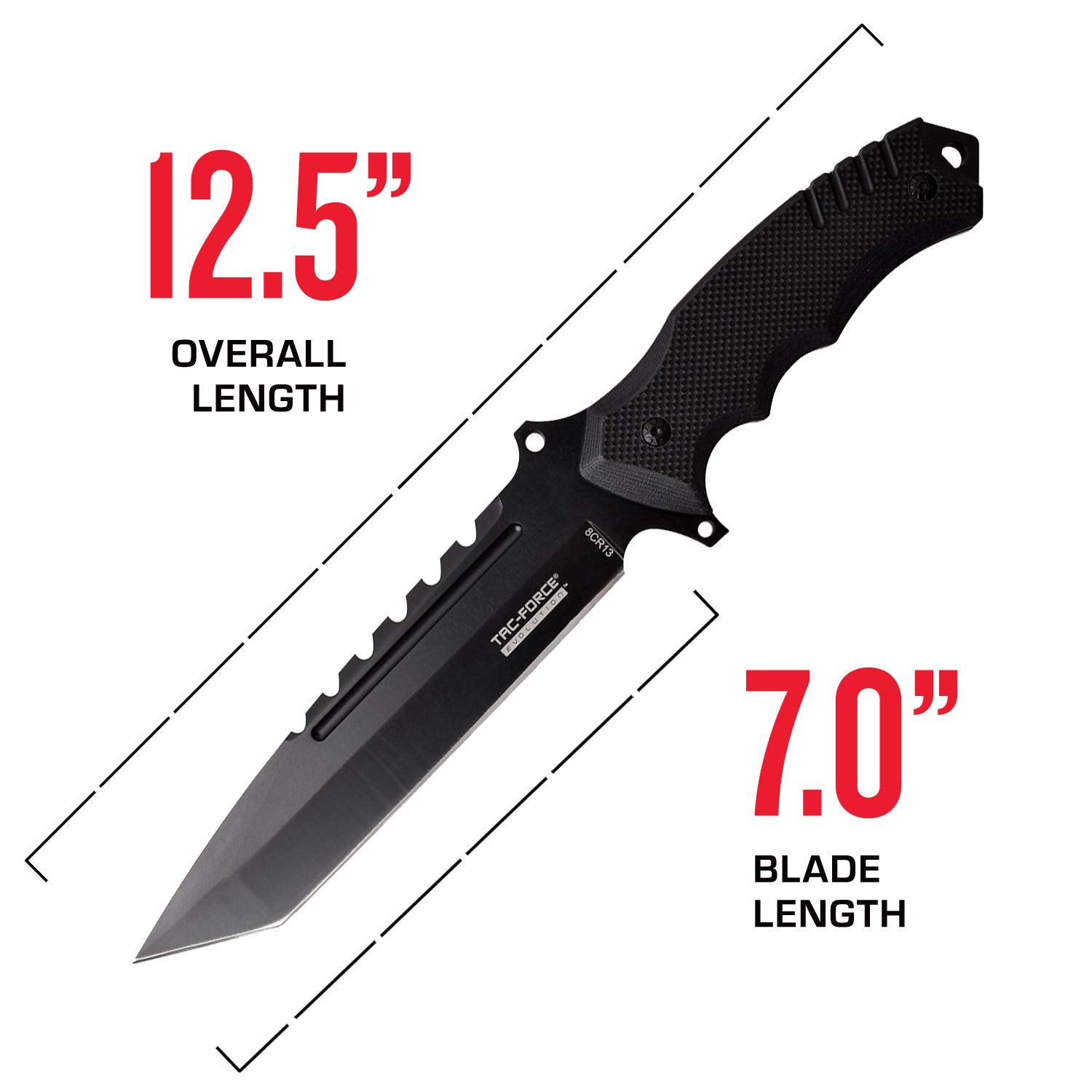 Tac-Force Evolution Gorilla – nóż outdoorowy – czarny, bardzo ostry, długość ostrza: 17,8 cm