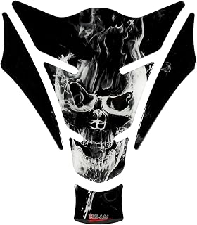 BIKE-label Adhesivo 3D para moto con diseño de calavera y llamas, color blanco y gris X501101VA