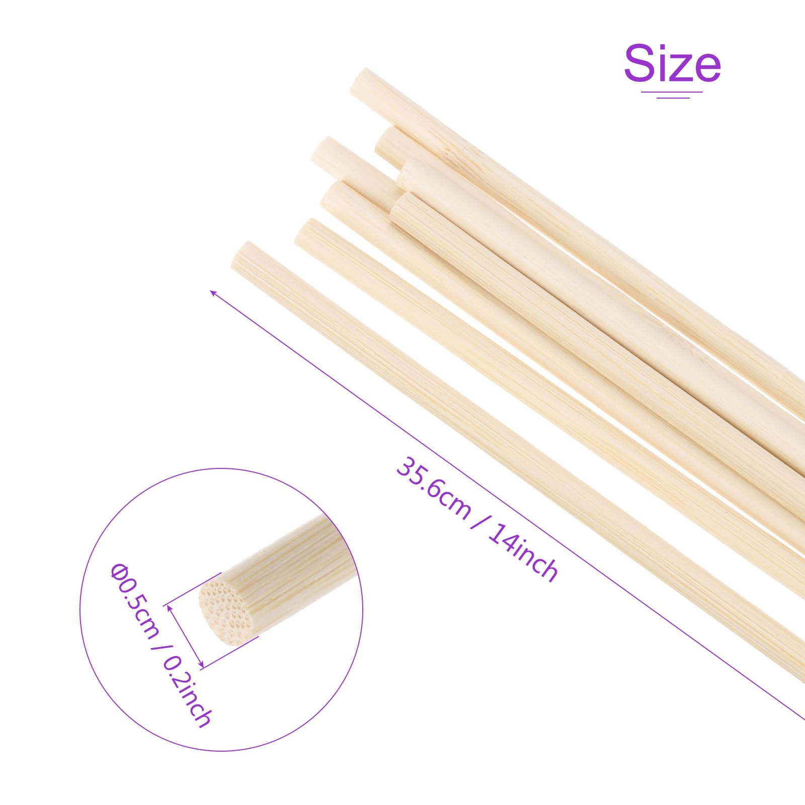 DMiotech 50 Pack 5mm x 356mm Wooden Dowel Rods Unfinished Natural Sticks Wood Craft Sticks for Home Decor Projects and Making DIY Craft,Wood Color - Image 3