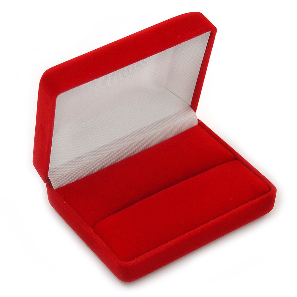 Avalaya Red Luxury Velour Wedding Two Ring Box (Rings Are Not Included)