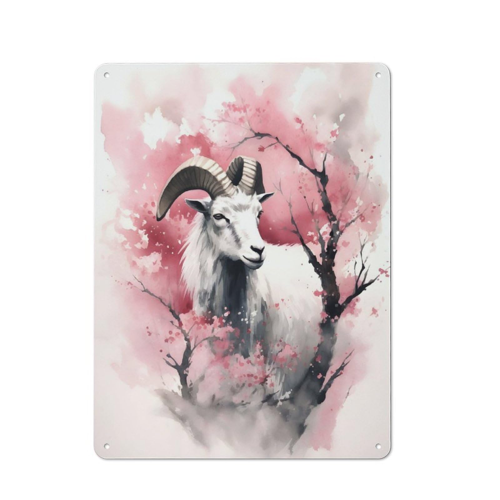 Shed Style Decorative Metal Plaque 40x30cm Featuring Goat, Porch Wall Decor for Patio Bar, Workshop, Shed Or Kitchen