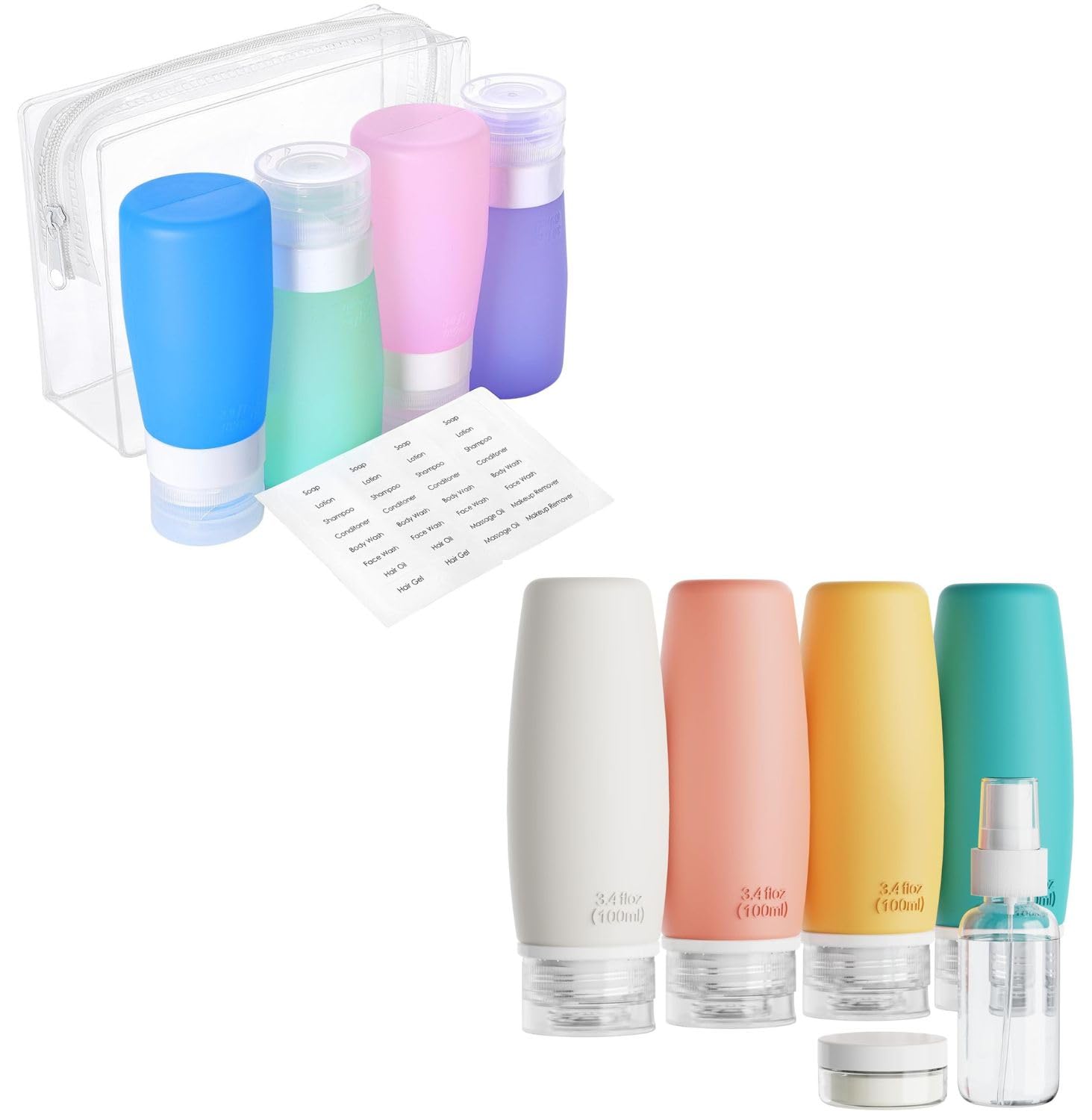 PACKISM TSA Approved Travel Bottles, 2 Styles for Bundle Sale