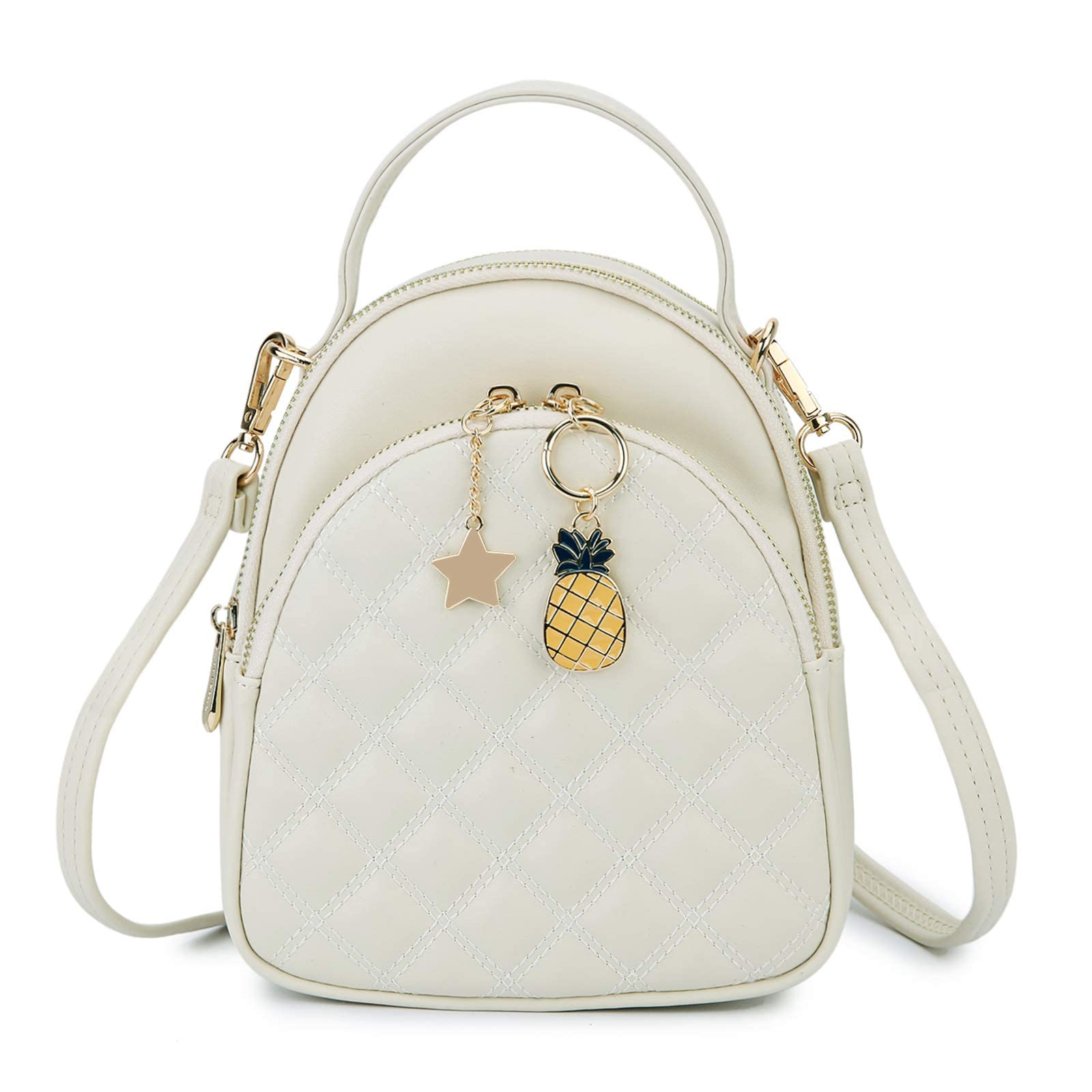 VX VONXURY Mini sac à dos sac à main, Fashion Quilt PU cuir petit sac à dos convertible pour femmes et filles
