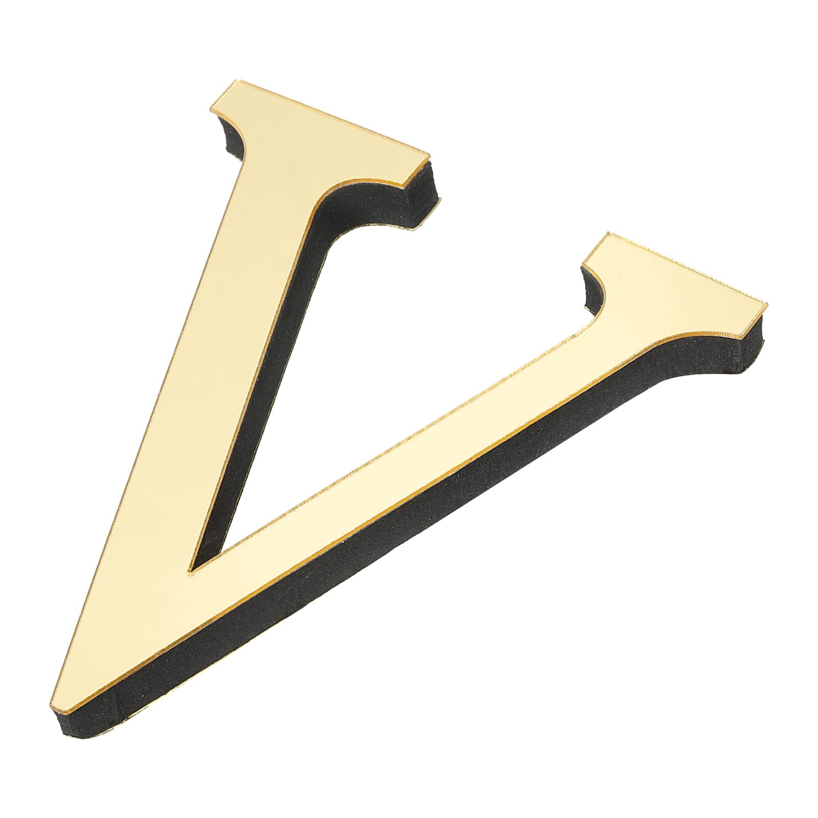 PATIKIL 3D Acrylic Alphabet Mirror Wall Stickers Letter V Self-Adhesive Home Decor Letter Sign Art Sticker Decal for DIY Home Decoration Light Gold