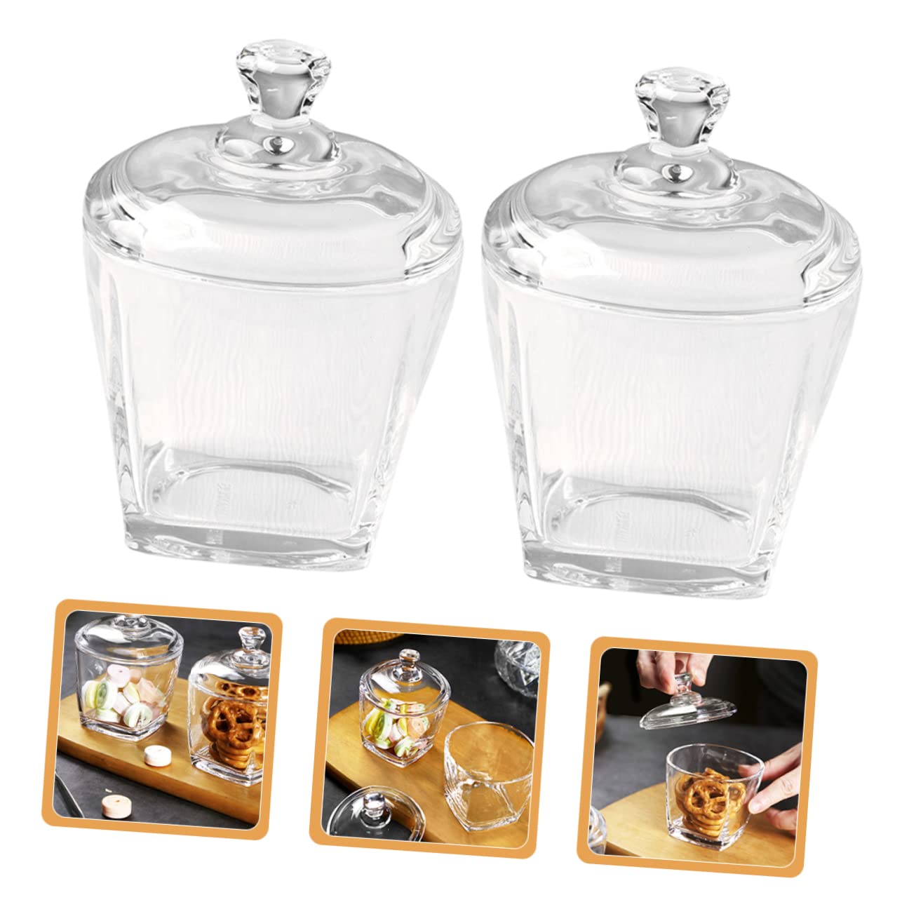 SECFOU Glas Snackbehälter Mit Deckel 260 Ml Klarglas Vorratsglas Luftdicht Teedose Süßigkeitendose