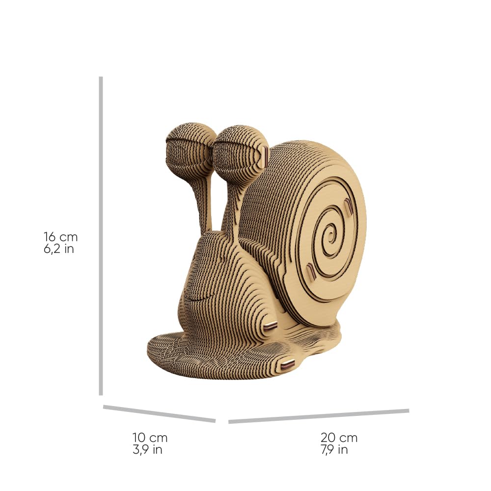Escargot Puzzle 3D en Carton – Maquette à Monter | 121 Pièces, 20 × 16 × 10 cm – Kit Sculpture DIY à Peindre, Matériaux Recyclés, Ados & Adultes, Idée Cadeau Déco