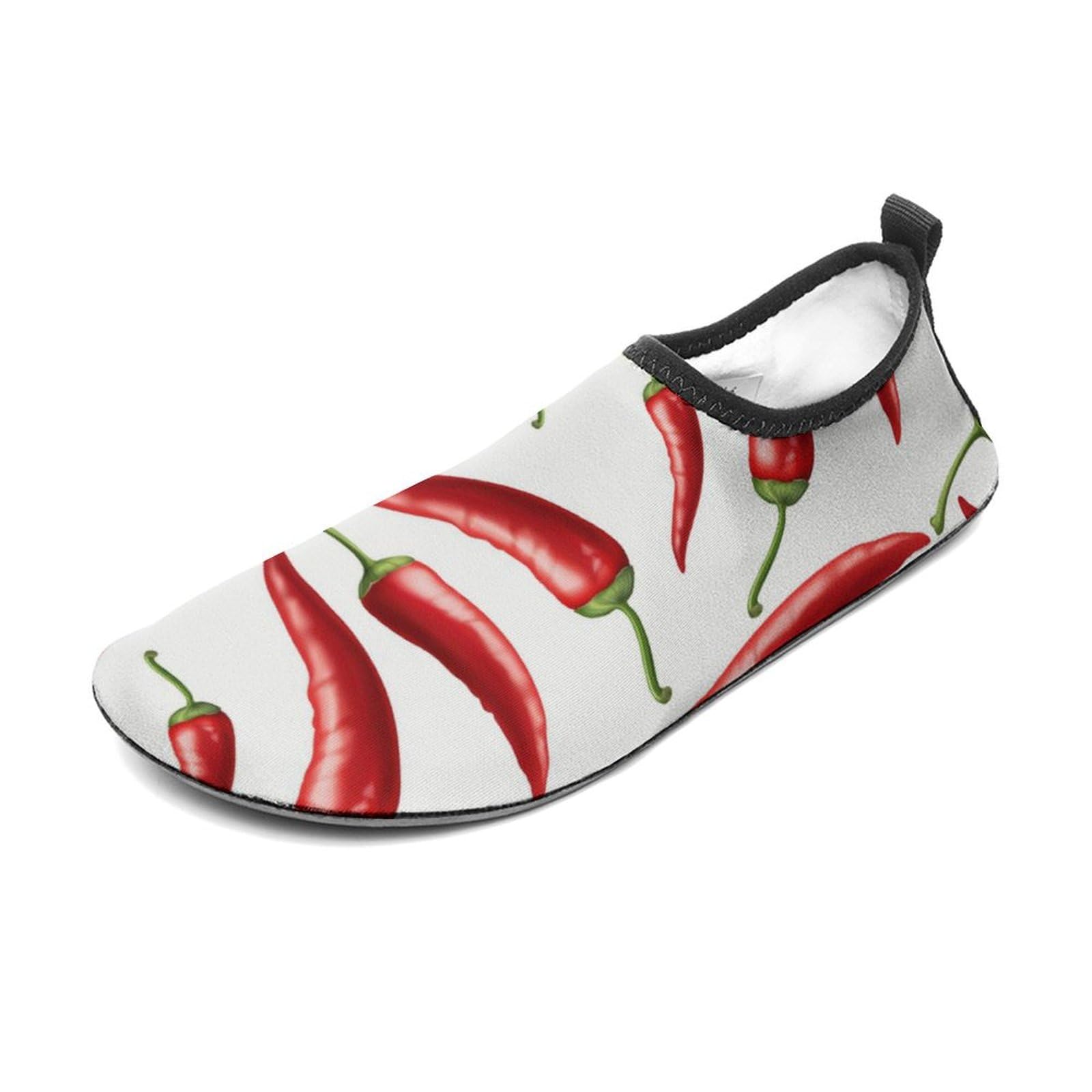 CSEMEIE Chili Water Shoes Beach Shoes Aqua Socks for Women Men Swimming Yoga