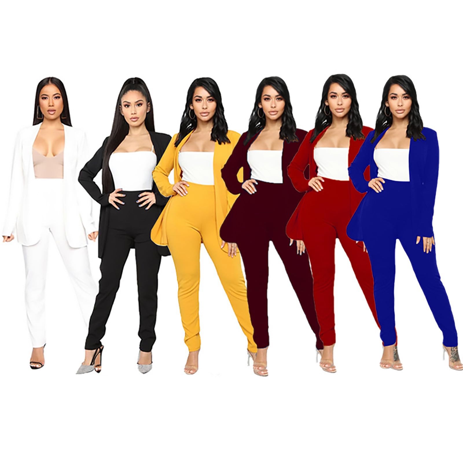 Tailleur - Elegante conjunto de chándal para mujer Slim Fit cómodo blazer de manga larga+pantalones de oficina chaquetas de dos piezas elegante otoño invierno para ceremonia para bodas y