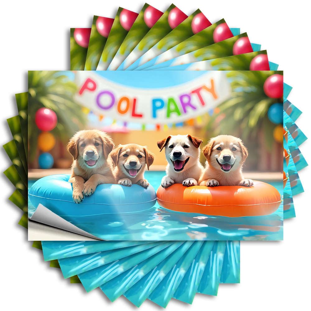 Best Interior Tattoos - Four Happy Dogs Enjoying A Pool Party Helmet Waterproof Vinyl Sticker(12X18CM)