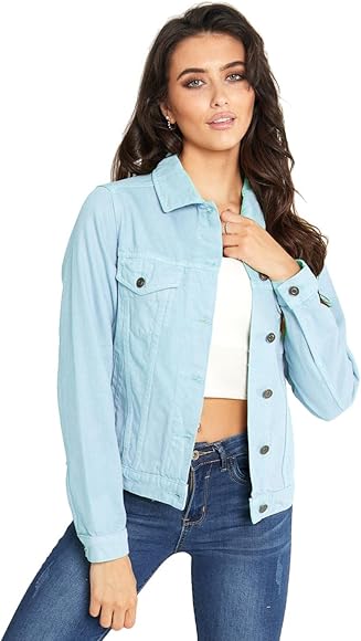 Pale blue denim jacket womens Clearance