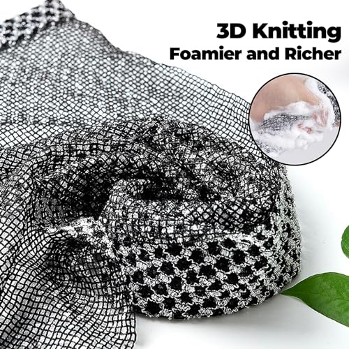 XIANZANDER Japanisches Peeling-Handtuch, Peeling-Duschtuch, extra Langer Peeling-Waschlappen, Peeling-Körperschrubber für Männer und Frauen, Reinigung und Spa (schwarz)
