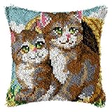 TAISK Kits de tapis de point à faire soi-même pour adultes, motif de chat 3D imprimé, housse de coussin de canapé pour enfants/adultes, chat de 43,2 x 43,2 cm, un artisanat (couleur : B)