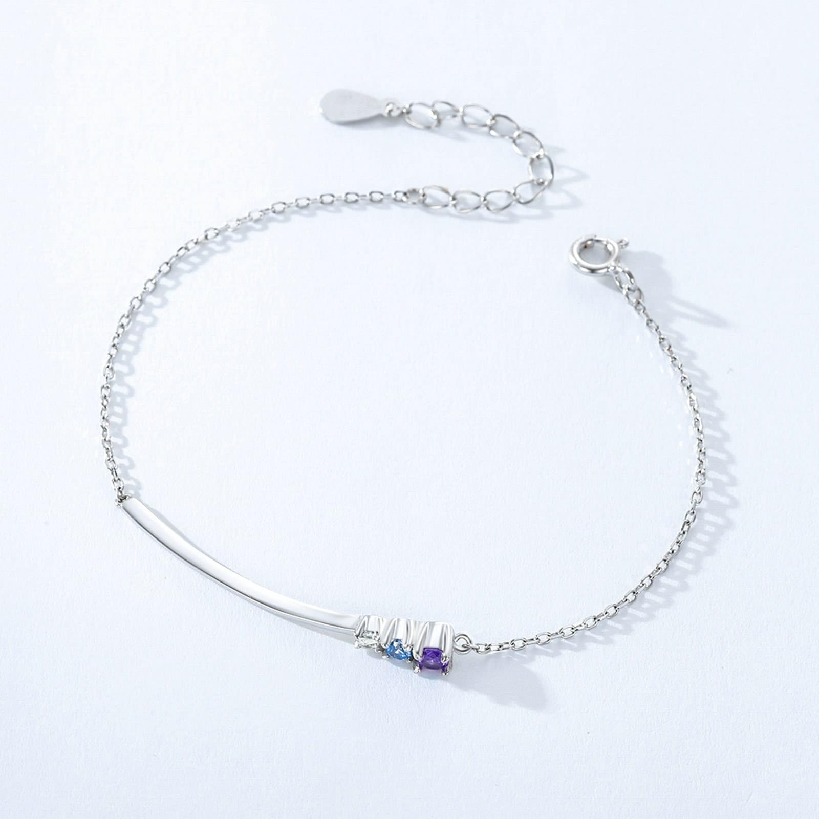KnSam Pulsera de oro blanco Au 375/585/750 con colgante de oro real, pulsera clásica para mujer con amatista lila, brazalete topacio de 9 K/14 K/18 K oro blanco