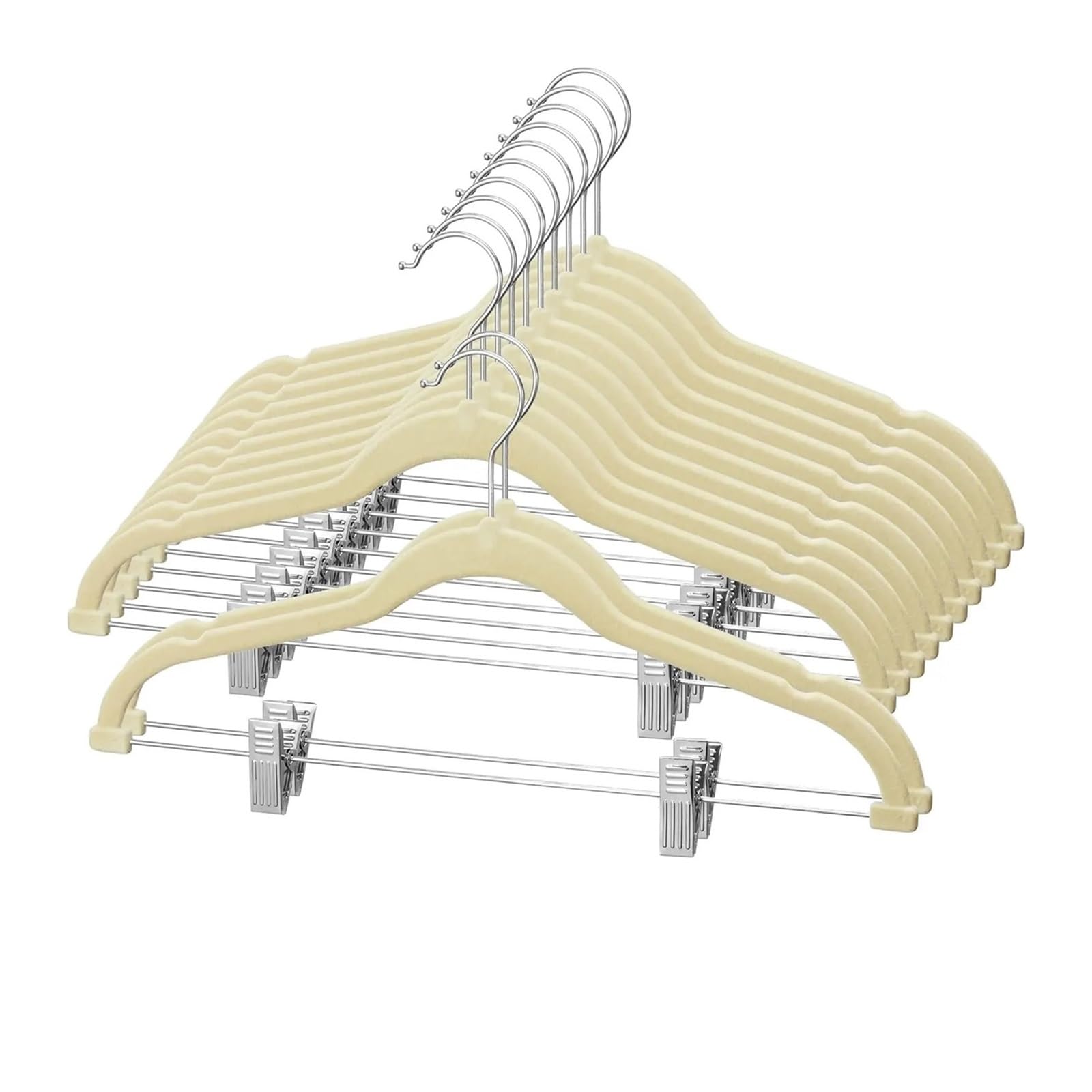 Kleiderbügel Hosen Rockbügel, 5er-Pack Kleiderbügel mit Clips, rutschfeste Hosenbügel, platzsparende Kleiderbügel(A02-5PCS-42CM)