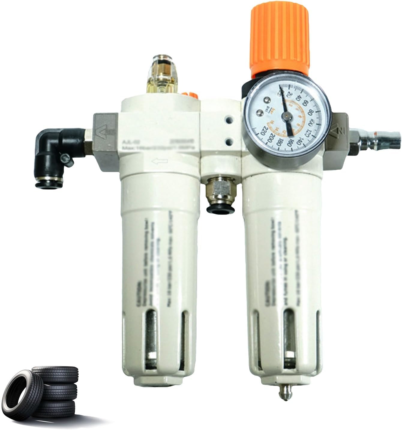 Tire Changer Air Pressor Oil Water Regulator Separator, Downward Opening Tire Changer Machine with Pressure Gauge, Max Pressure 232PSI, Tire Changer Air Tool, Air Pressure Regulator Combo