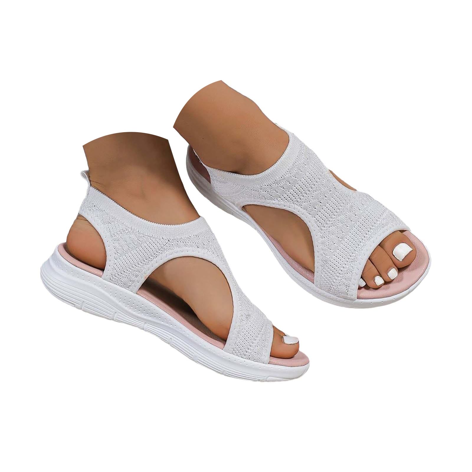 HEONSATI Sandals for Women Orthopedic, Sandals with Arch Support Summer Ladies Wedge Cushion Walking Shoes Platform Casual Mesh Beach Comfy Washable Memory Foam Slingback Slide Sport Knit Shoes