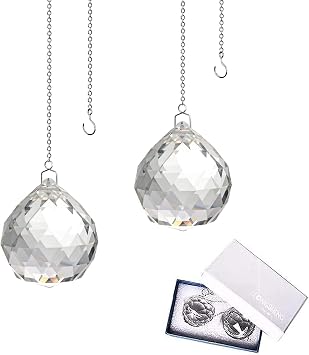 40mm Hanging Crystals for Windows Crystals Suncatcher Rainbow Maker Crystal Glass Ball Pendant for Hanging Clear Pack of 2