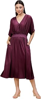 ZELENA Maternity Zipless Feeding Dress for Women | 95% Viscose 5% Elastane Pre & Post Pregnancy Dresses for Pregnant Woman... Price In India