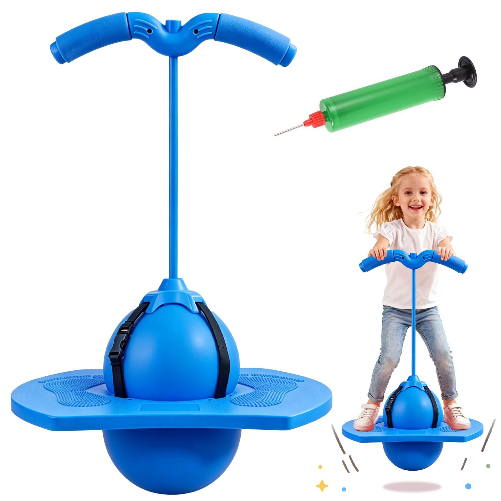 Balón de Salto Equilibrado,Pelota De Equilibrio Saltarín,Pelota Saltarina con Mango,Balón Saltarín Equilibrio Niños Adultos,Divertida Equilibrio Saltar Pelotas Juguete ara Interior Exterior