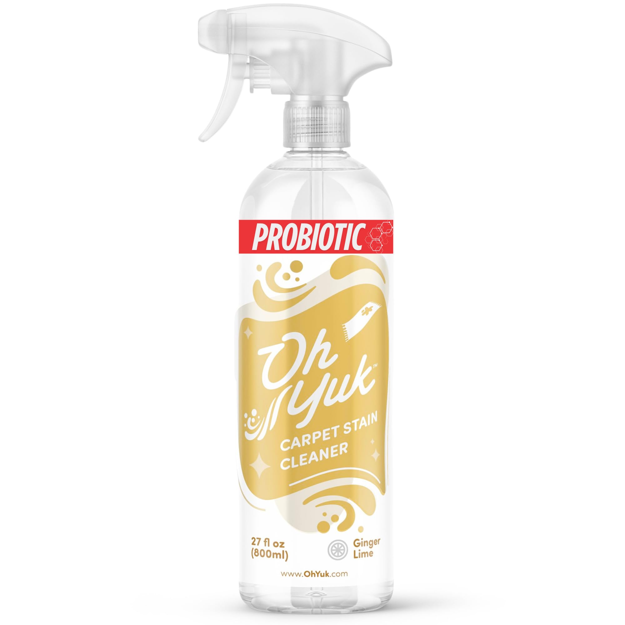 Oh Yuk Probiotic Carpet Stain Cleaner, Rug &amp; Upholstery Spray, Ginger Lime