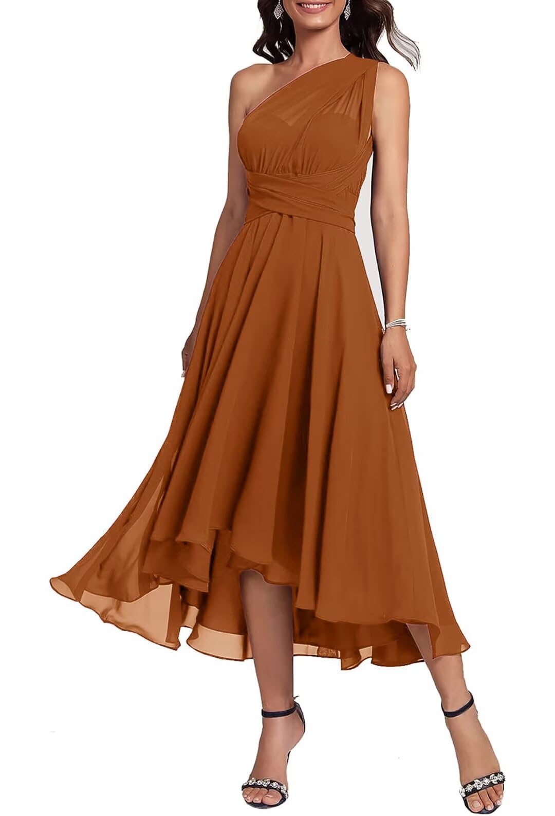 Convertible Mother of The Bride Dresses Chiffon Tea Length Infinity Formal Wedding Guest Dress