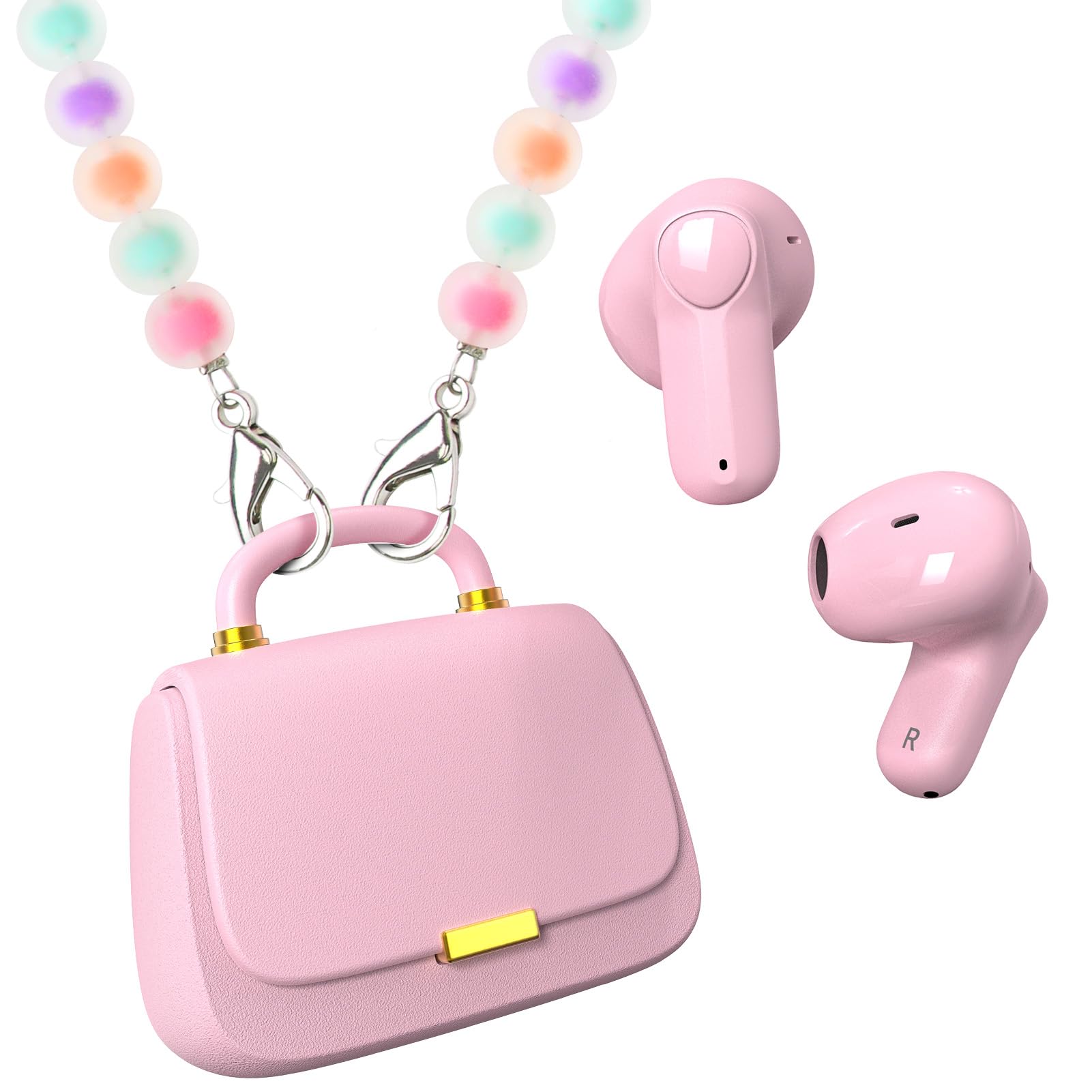 ANCwear Bluetooth 5.4 In-Ear-Kopfhörer mit Handtaschen-Ladecase, Rosa