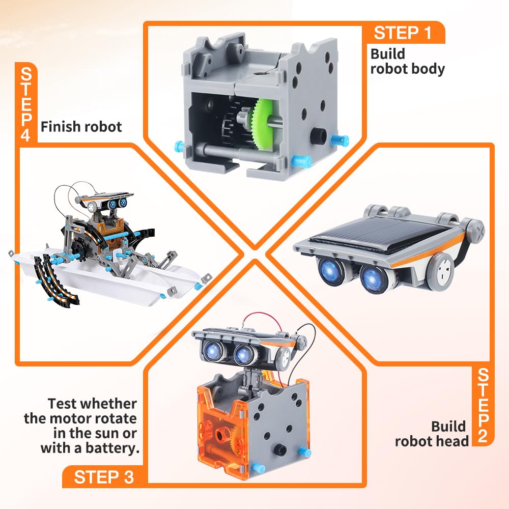 Dreamy Cubby STEM Robot Science Kit 12 w 1, zabawka solarna dla dzieci od 10 lat, 199 elementów, zabawka do budowania dla dzieci, prezent urodzinowy
